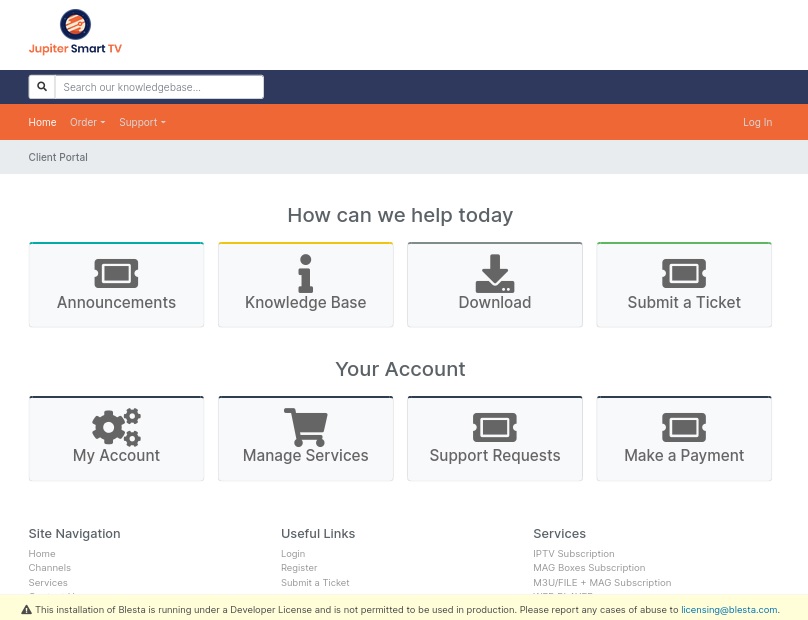 JupiterSmartTV Blesta Integration